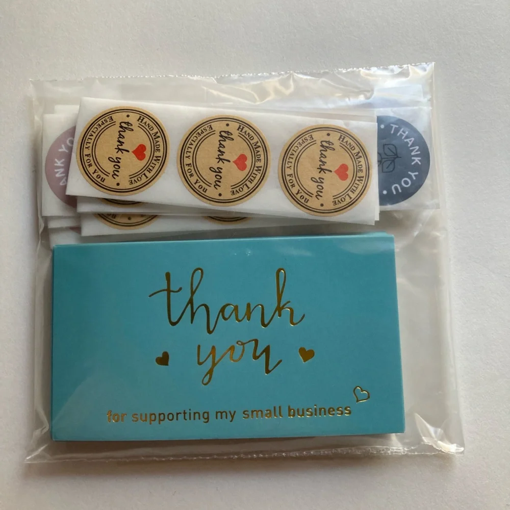90 Pieces 25 Thank You Cards 25 Hand Made Stickers 40 Thank You Stickers